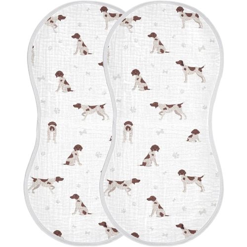 German Shorthaired Pointer Muslin Burp Cloths for Baby 2 Pack 100% Cotton Baby Washcloths Bibs for Boy Girl