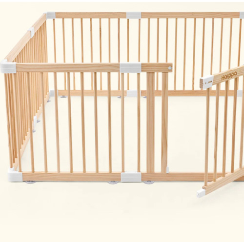 HARPPA Wooden Baby Gate Playpen | Non-Toxic Foldable DIY Adjustable Play Yard for Infants & Toddlers – Natural Finish Baby Fence for Small & Large Spaces
