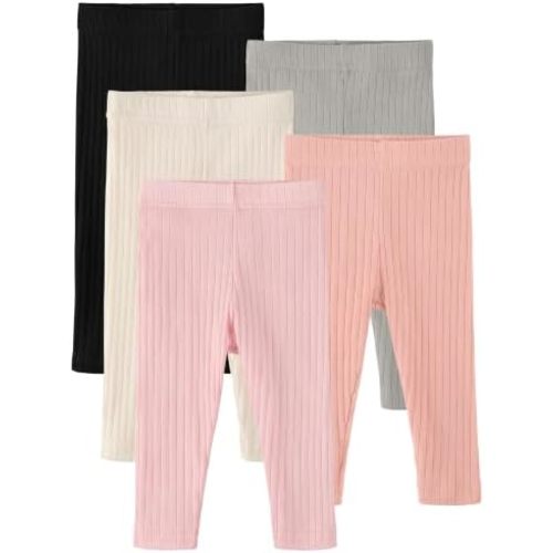 5 Pack Baby Girl Pants Infant Toddler Girl Leggings Ribbed Cotton Pants