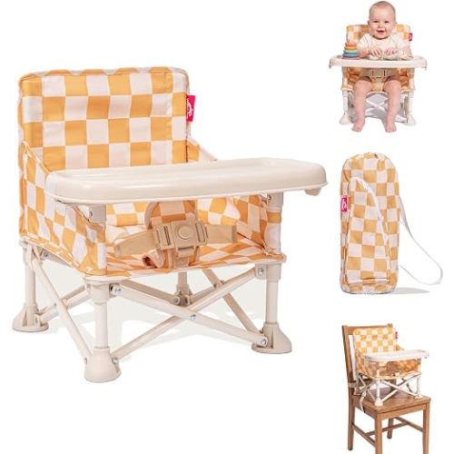 3-in-1 Portable Baby Chair, Foldable Travel Booster Seat, Anti-Tip
