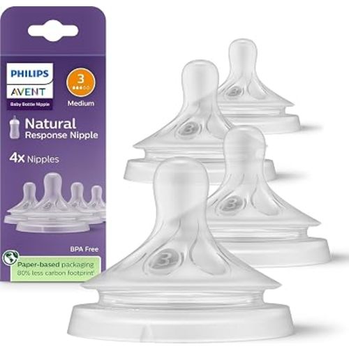 Philips Avent Natural Response Nipples, Medium Flow, BPA-Free, 4-Pack