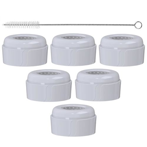 6pcs Replacement Baby Bottle Nipple Ring Collars w/Cleaning Brush for Dr. Brown's Narrow Bottles 4oz & 8oz | 1 Count(Pack of 6) BPA Free | Plastic & Glass Bottles | Mess-Free No Leak or Spills Collars