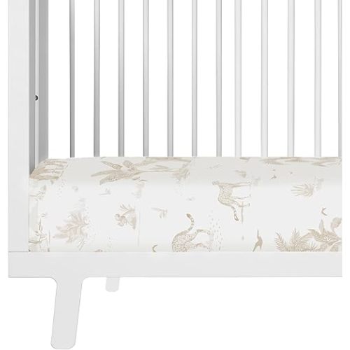 Makemake Organics GOTS Certified Organic Cotton Fitted Crib Sheet Soft Breathable (28"x52", Safari)