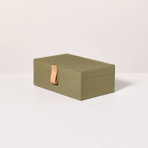 Medium Desk Storage Lidded Fabric Box Green - Hearth & Hand™ with Magnolia