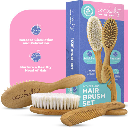OCCObaby Baby Wooden Hairbrush and Comb Set