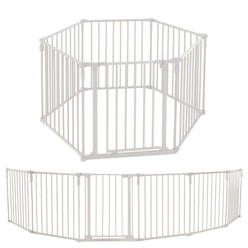 Toddleroo by North States - 3 In 1 Metal Superyard Baby Play Yard: 6 Panel Playpen, Safety Gate, or Extra Wide Baby Fence - Encloses Up to 10 Square Feet - 30 Inches Tall - Taupe