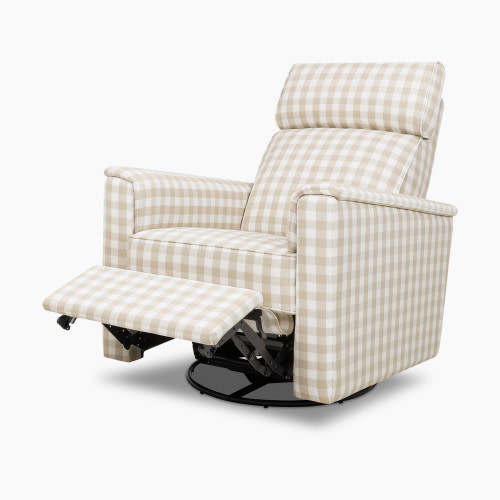 Namesake Willa Plus Power Glider Recliner w/ Power Headrest - Tan Gingham