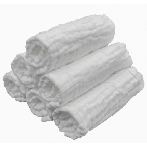 Muslin Cotton Wash Cloth Set / Burp rags - Baby Toddler Washcloth - 6 Pack