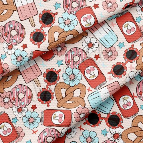 Patriotic 4th of July Liverpool Bullet Textured Fabric by the yard 4Way Stretch Solid Strip Thick Knit Jersey Liverpool Fabric AA386