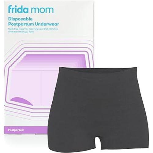 Frida Mom 8pc Postpartum Underwear, Disposable Boyshort Panties, Seamless, Stretch Support, New Mom Essentials, Size Regular (28in-42in)