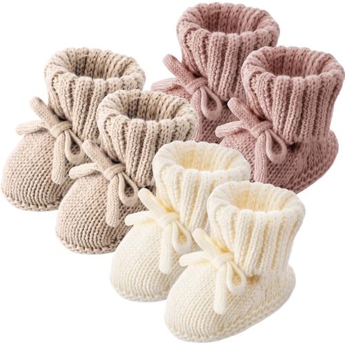 Evervibe 3 Pair Knitted Baby Booties