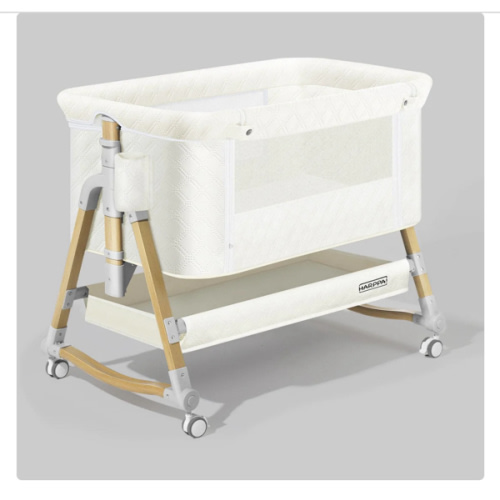 HARPPA Cuddly 3-in-1 Baby Bassinet Bedside Sleeper for Reflux | Attaches to Bed, Adjustable 5 Heights, Non-Toxic & CPSC Certified | Sturdy Aluminum Frame, Portable Wheels, Tool-Free Setup, Gentle Rocking | Perfect for Newborns, Infants, Small Spaces & Saf