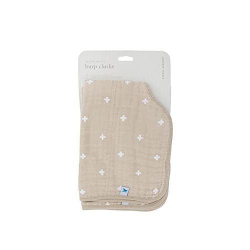 Little Unicorn Ultra-Absorbent Premium Burp Cloth 2 Pack | Soft on Baby's Skin | Larger Size | Ergonomic Design | Set of 2 (Taupe Cross)