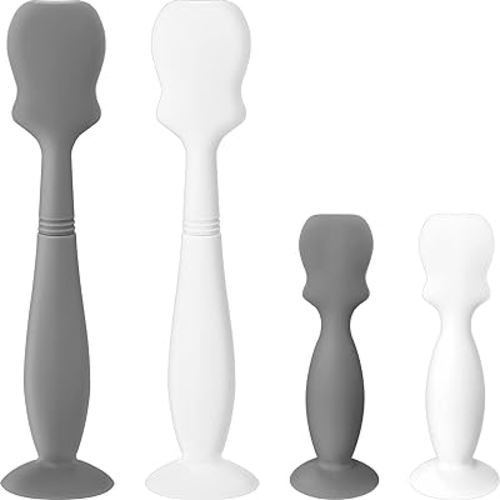 4 Pack Baby Diaper Cream Spatula Applicator Soft Silicone Baby Butt Paste Spatula Mini Rash Cream Brush for Baby Newborn (White, Gray)