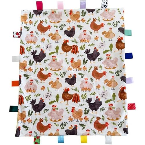 Tag Blanket for Babies, Soft Baby Security Blanket with Tags, Cute Baby Sensory Blankets, 55x45CM/21.7x17.7INCHES