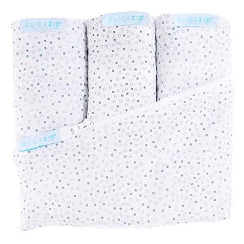 QuickZip Crib Sheet Set - Faster, Safer, Easier Baby Crib Sheets - Includes Gray Dot Wraparound Base & 3 Zip-On Crib Sheets – Gray Dot 100% Cotton - Fits All Standard Crib Mattresses