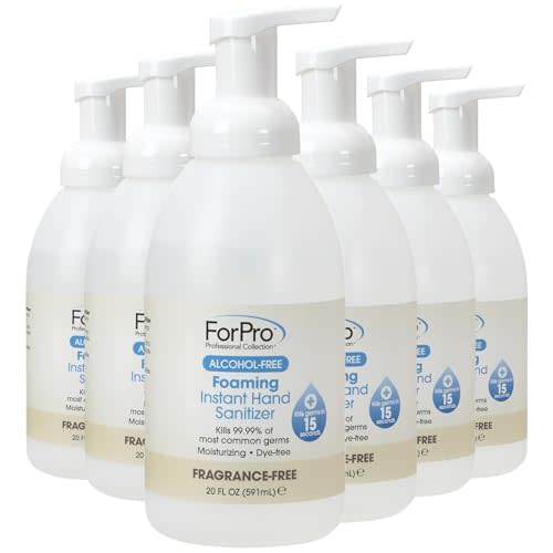 ForPro Alcohol-Free Foaming Instant Hand Sanitizer, Moisturizing, Dye-Free Formula, Fragrance Free, 20 Fl Oz (Pack of 6)