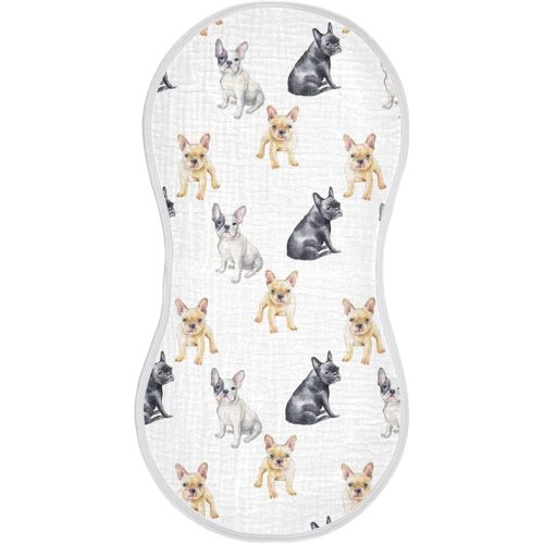 vvfelixl Muslin Burp Cloths Pets French Bulldog Baby Washcloths for Baby Girl Boys 2 Pack