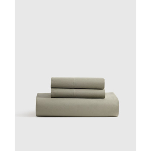 Organic Crisp Percale Fitted Sheet Set in Light Grey