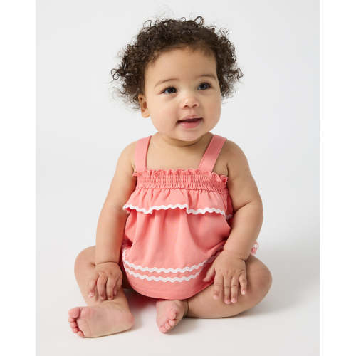 Beach Coral Smocked Top with Bloomer