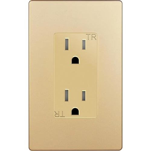 ENERLITES Elite Series Decorator Receptacle Outlet Child Safe Tamper-Resistant, Self-Grounding, Residential Grade, 15A 125V, UL Listed, Wall Plate Included, 61501-TR-GDWP, Gold