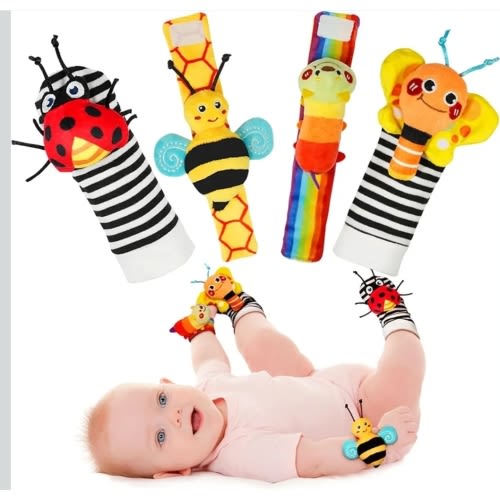 Infinno Baby Wrist Rattle Socks and Foot Finder Set, Perfect Baby Toys for 0-12 Months Newborn Boys and Girls As Shower Gifts, Garden Bug Series
