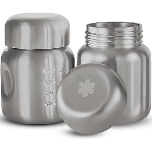 Pair of 2 Stainless Steel Breastmilk Pumping & Storage Bottle: 5+oz Breast Milk Bottle for Collection and Feeding, Leakproof, Dishwasher-Friendly, Fits w speCtra, Philips Avent, Cimilre