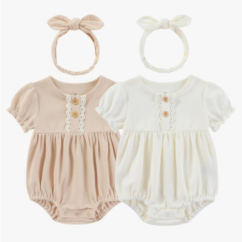 Baby Girl Clothes Cotton Bubble Romper Floral Bodysuits Infant Outfit Set