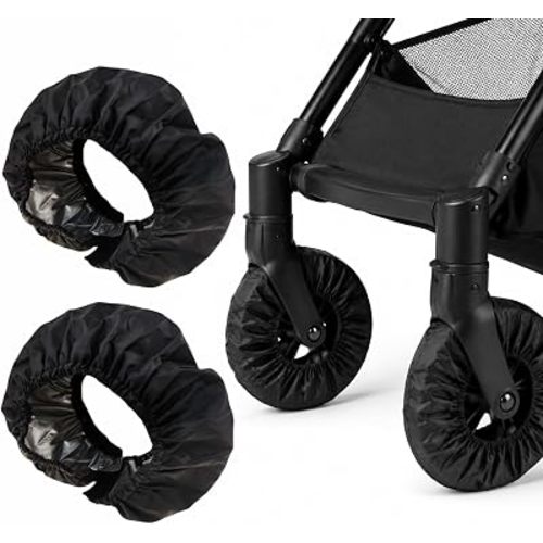 Baby Stroller Wheel Covers, 2 Pcs Stroller Wheel Protectors for Indoor Floor Protection, Waterproof Oxford Wheel Covers, Noise Reducing Anti Scratch Stroller Accessories, Front 5.5"-6.3"
