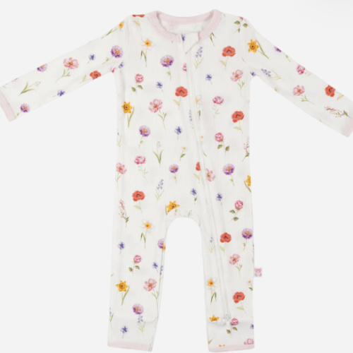 Ribbed Zippered Romper (Birth Flower) – Snuggle & Slumber
