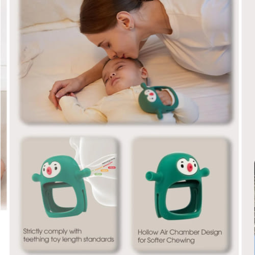 Penguin Buddy Teething Mitten | BPA-Free Food-Grade Silicone Teether for Pain Relief & Oral Development