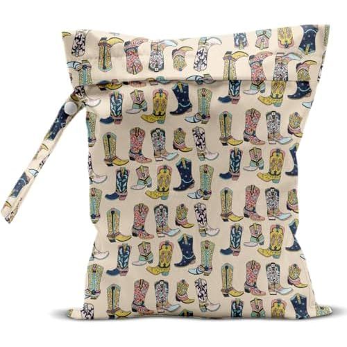 Waterproof Wet Bag for Swimsuit, Travel Beach Wet Dry Bag, Hidden Zipper Reusable Western Cowgirl Decor, for Travel Beach Wet Swimsuits Toiletries Diapers Laundry Bag