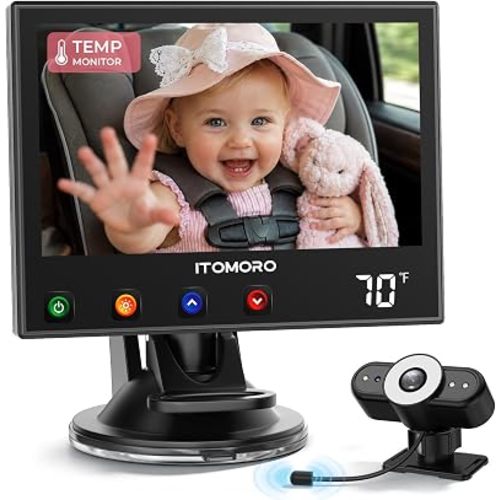ITOMORO Baby Car Camera 1080P, Temperature Display, Auto IR Night Vision