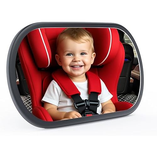 Baby Car Mirror for Backseat - Rear Facing Car Seat Mirror Safety for Infant Newborn - Easily Observe the Baby Move,Clear Wide View,360°Rotation, Secure, Shatterproof - Black