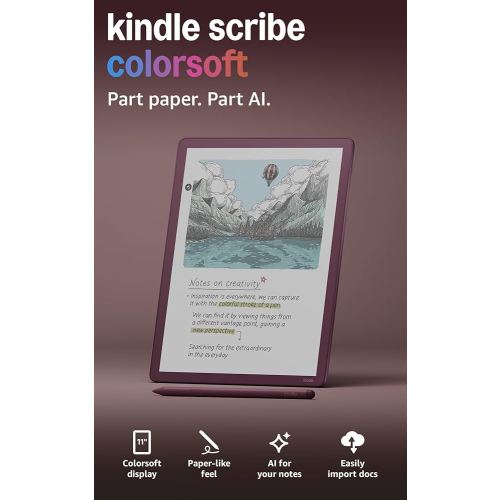 Amazon Kindle Scribe Colorsoft 64GB (newest model) — 11” paper-like color display with front light — One notebook to replace them all — Write in notebooks, docs, and books. Pen included - Fig