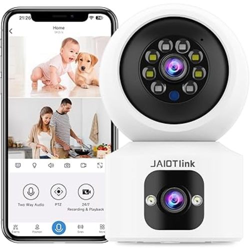 4MP Dual-Lens Indoor Camera with Phone App, 360° Pan-Tilt Home Security Camera with 10× Zoom, AI Human/Pet Detection,2.4G/5G WiFi,Color Night Vision, 2-Way Audio,Compatible with Alexa