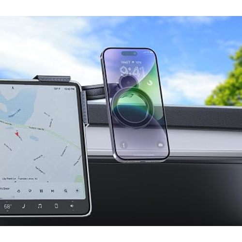 for Tesla Screen Phone Mount 360° Rotation MagSafe Strongest Magnet Power Magnetic Car Phone Holder Mount for Tesla 3/Y/S/X Fits for All iPhone & Android Phones (Magnetic)