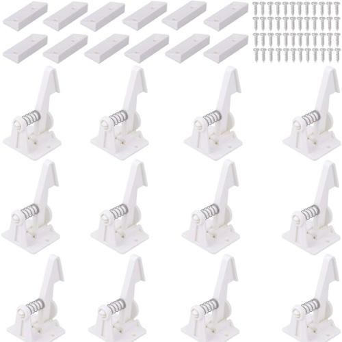 Vmaisi 12 Pack Cabinet Locks Child Safety Latches - Baby Proofing Cabinets Drawer Lock with Adhesive Easy Installation - No Drilling or Extra Screws (White)