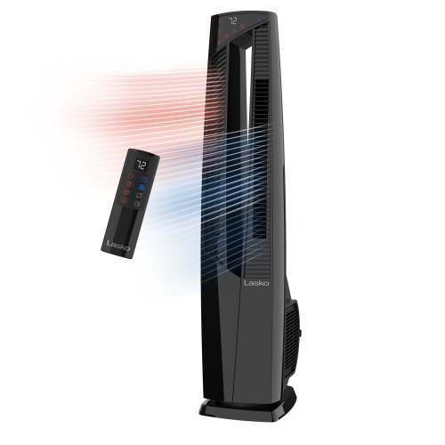 Lasko 37.5" Duo Comfort High Velocity Fan and Ceramic Space Heater with Remote, Black, FHV801