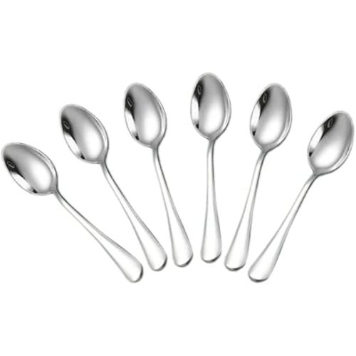 Wesdxc56 Demitasse Espresso Spoons, Mini Coffee Spoon, 4 Inches Stainless Steel Small Spoons for Dessert, Set of 6(Silver)
