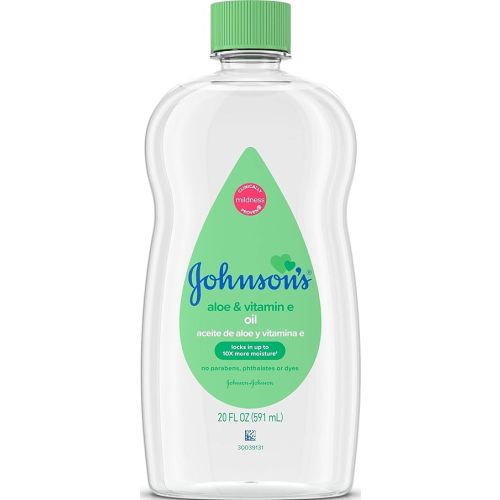 Johnson's Baby Oil, Mineral Oil Enriched with Aloe Vera and Vitamin E, 20 fl. oz