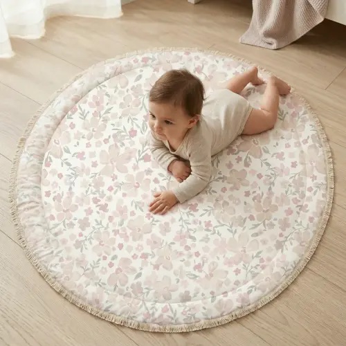 Organic Cotton Quilted Play Mat - Blossoms