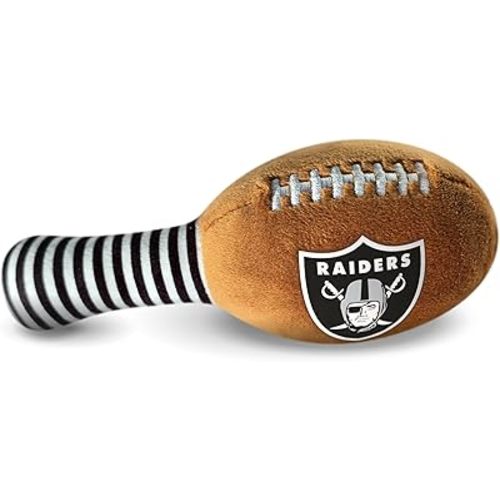 Las Vegas Raiders Plush Football Rattle by Smilo - Officially Licensed NFL Baby Rattle Toy - Soft Baby Rattle with Bell - for Babies and Toddlers from 3 Months