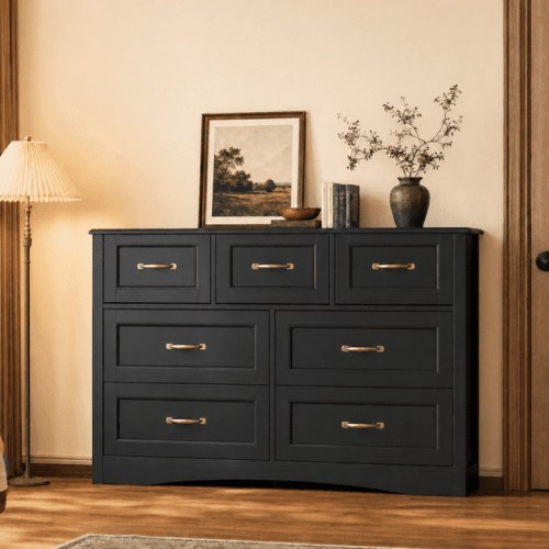 Aiho, 6 Drawer Dresser, White, Modern Wood Storage with Deep Drawers
