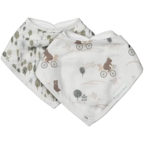 Loulou Lollipop Muslin Bandana Bib Drool Bib Set for Baby Girl and Boy, Adjustable 3 to 36 Months, 2 Pack