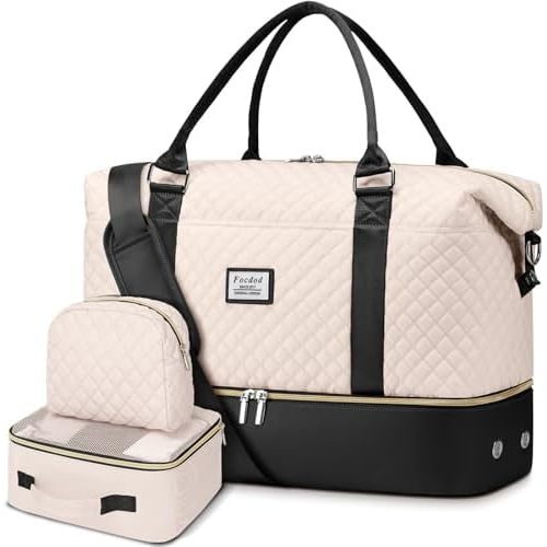 Travel Weekender Duffle Bags for Women: Overnight Bags with Shoe Compartment Large Carry on Weekend Bag with Toiletry Bag & Wet Pocket Tote Duffel Hospital Bag for Women Labor Delivery 3 PCS Set