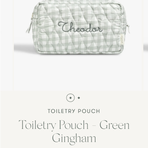 Toiletry Pouch - Green Gingham