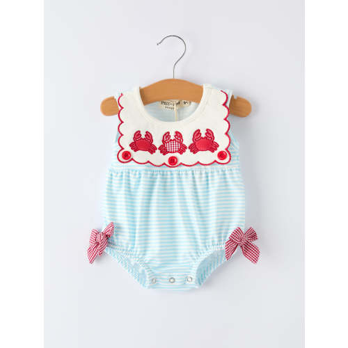 Crab Applique Baby Girl Romper – Rylee Faith Designs