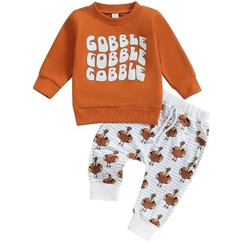 2Pcs Toddler Baby Boy Girl Sweatshirt Tops Pants Set Long Sleeve Sweatsuit Fall Winter Outfits
