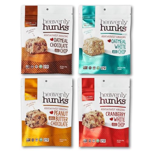 Heavenly Hunks Variety Pack 6oz Bags (4 Pack) - Oatmeal Chocolate Chip, Peanut Butter Chocolate, Cranberry White Chip & Oatmeal White Chip Cookies